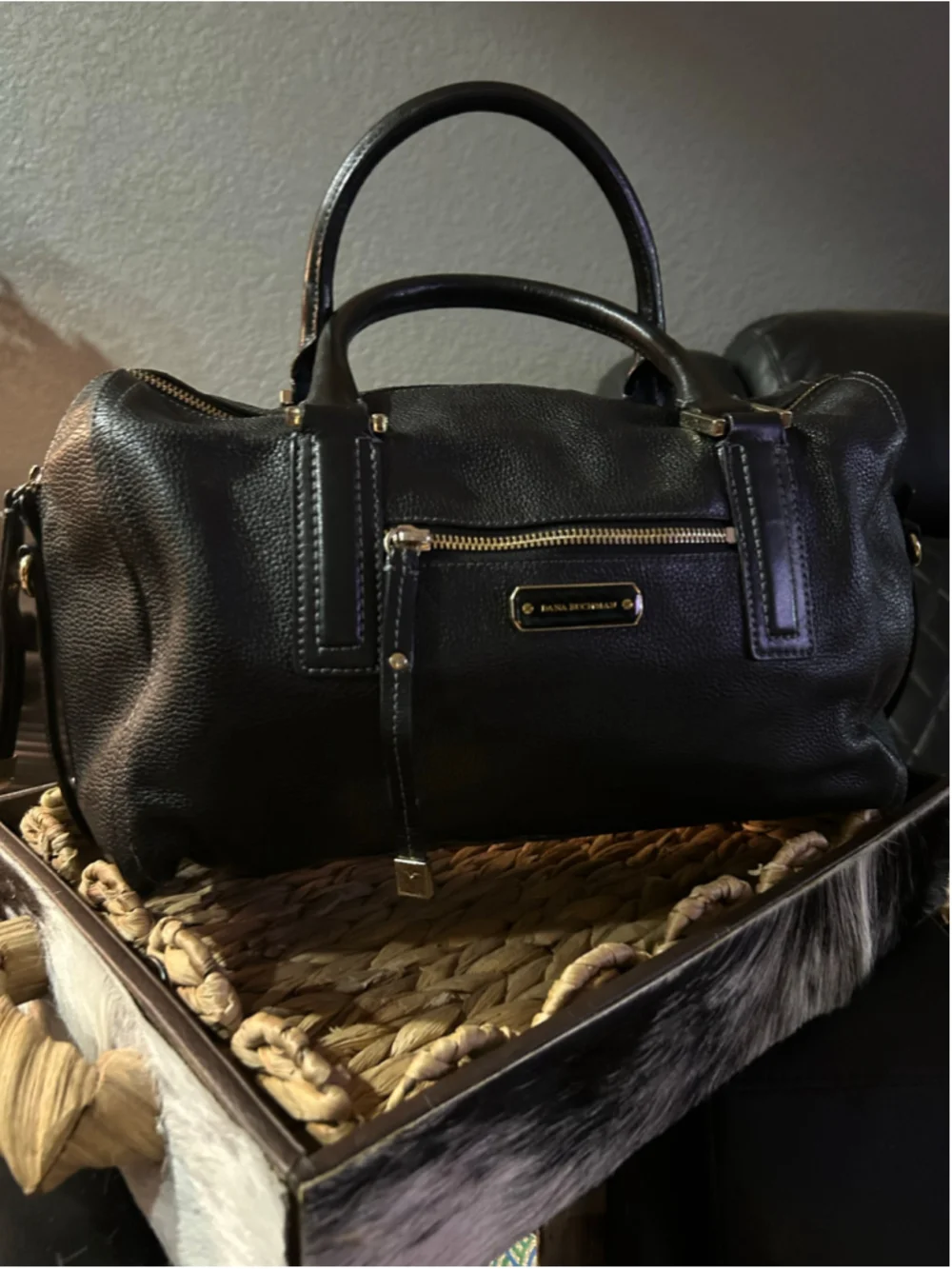 Women's Dana Buchman Black Gold Satchel Bag One Size